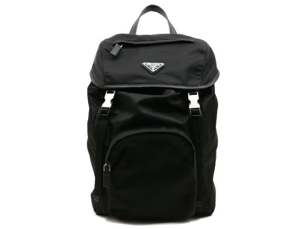 Prada Bag Backpack Calfskin Black